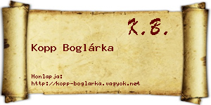 Kopp Boglárka névjegykártya